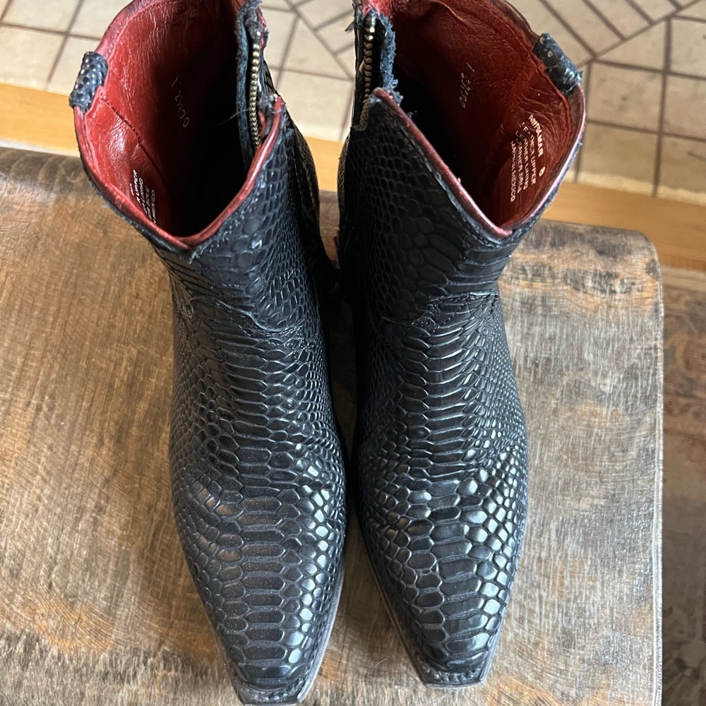 Freebird by Steven Black Embossed Snakeskin Ankle Booties - Picture 8 of 9